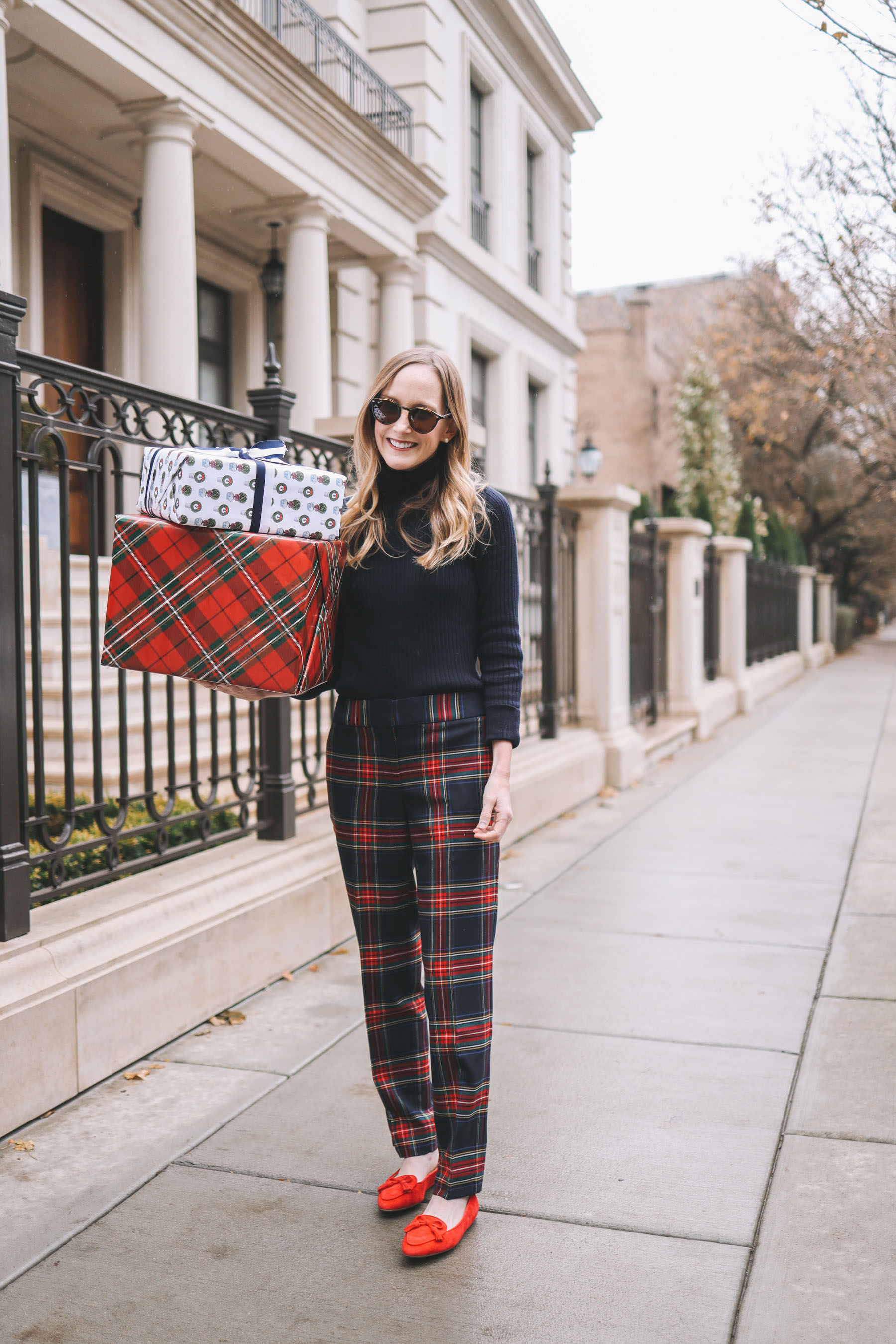 red tartan pants outfit