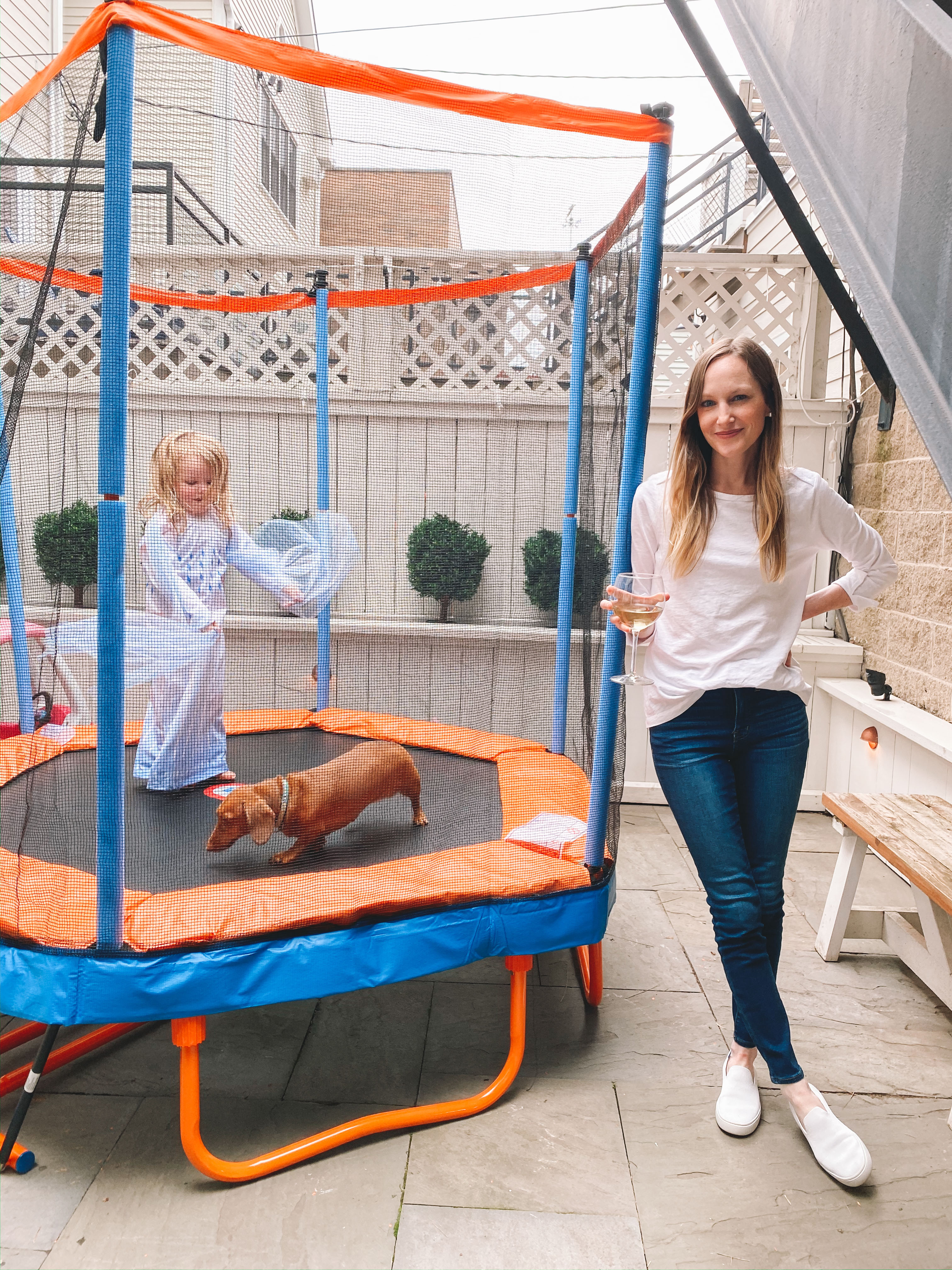 Kids store folding trampoline