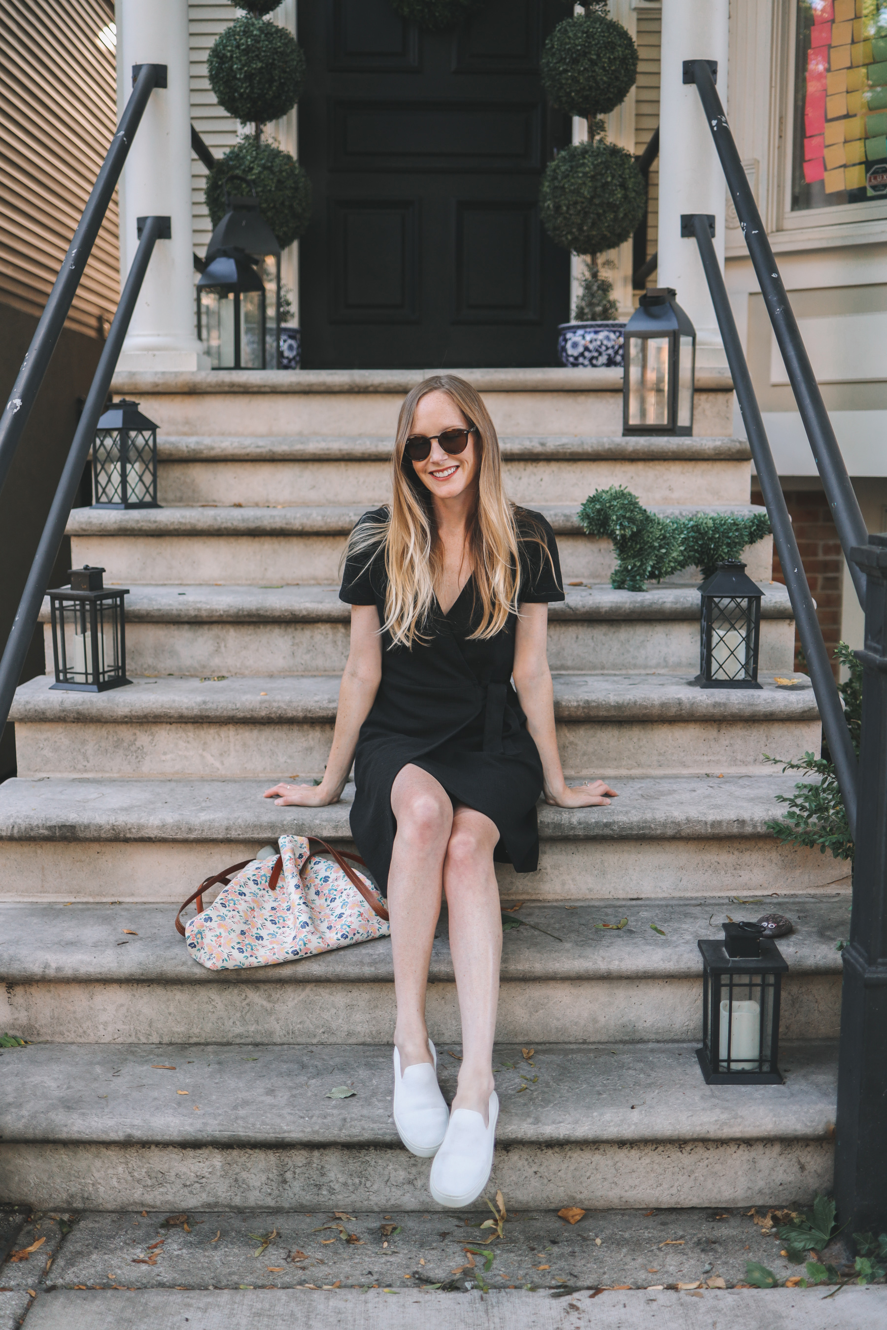 J crew store black wrap dress