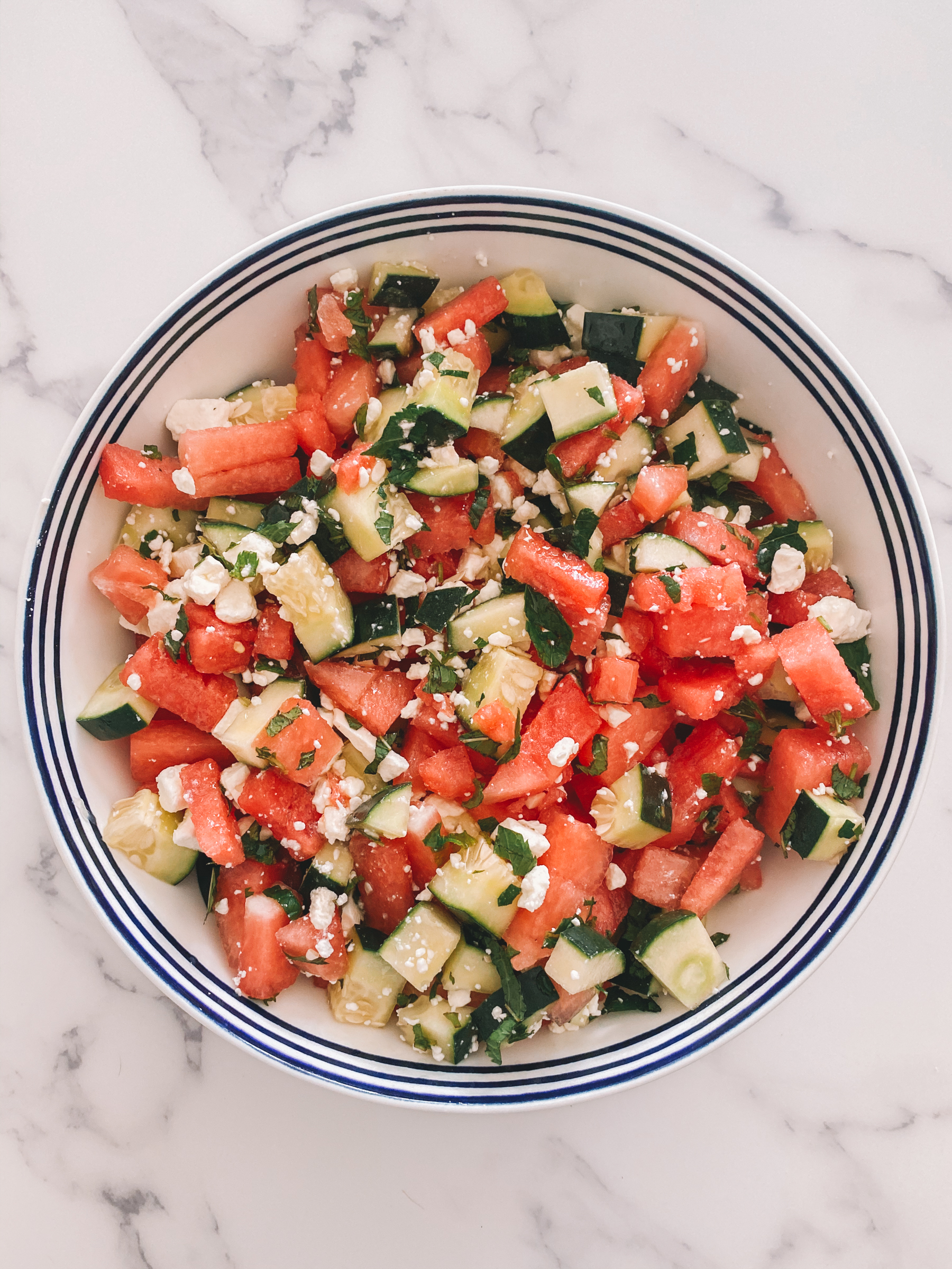 Watermelon Cucumber Feta Salad