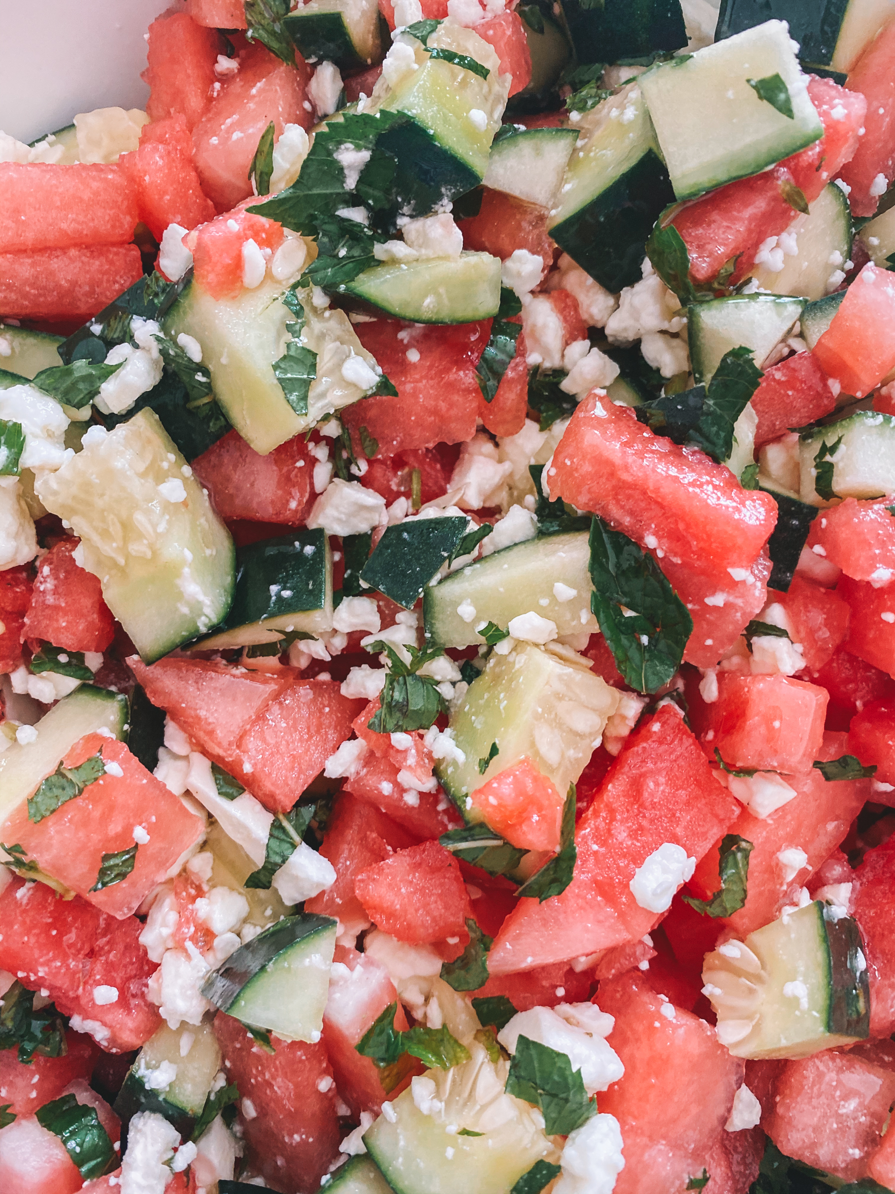 Watermelon Cucumber Feta Salad