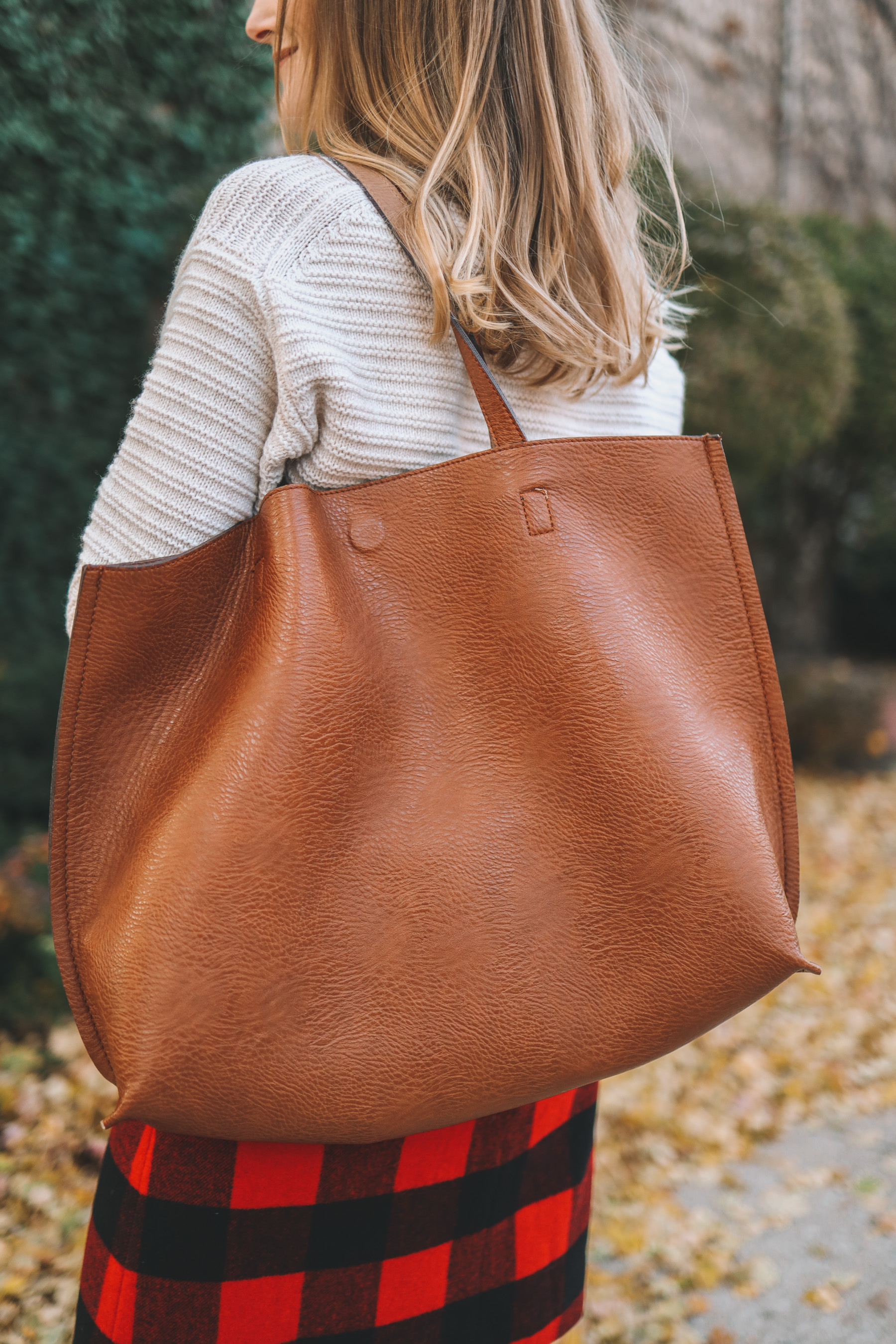 faux leather tote
