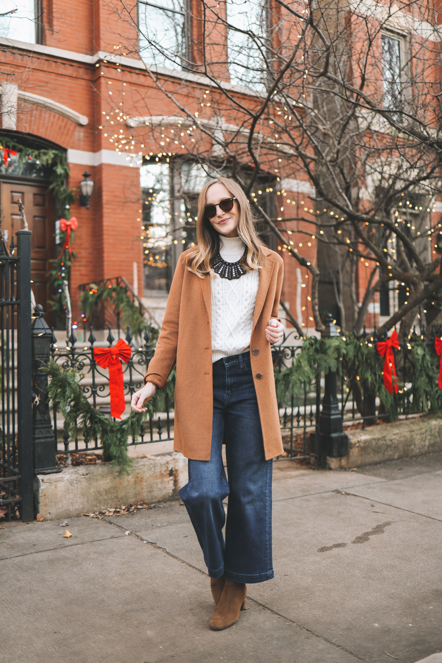 flared jeans outfit ideas — bows & sequins