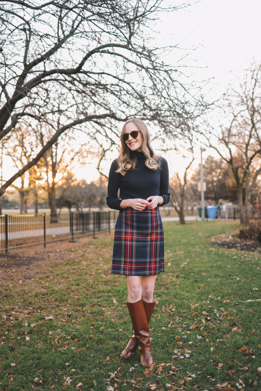 Tartan Skirt and Riding Boots | Kelly in the City | Lifestyle Blog