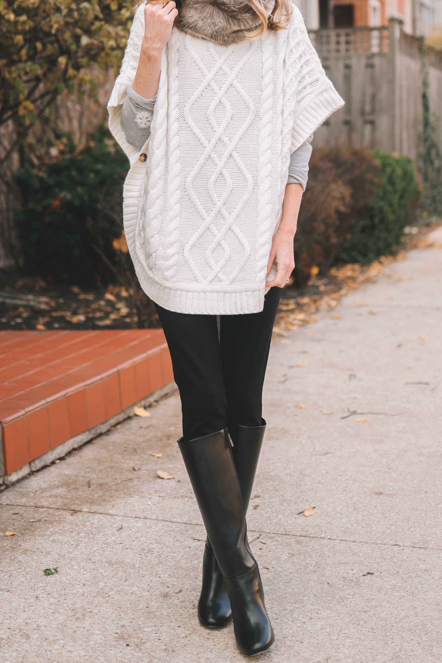 Cable-Knit Poncho