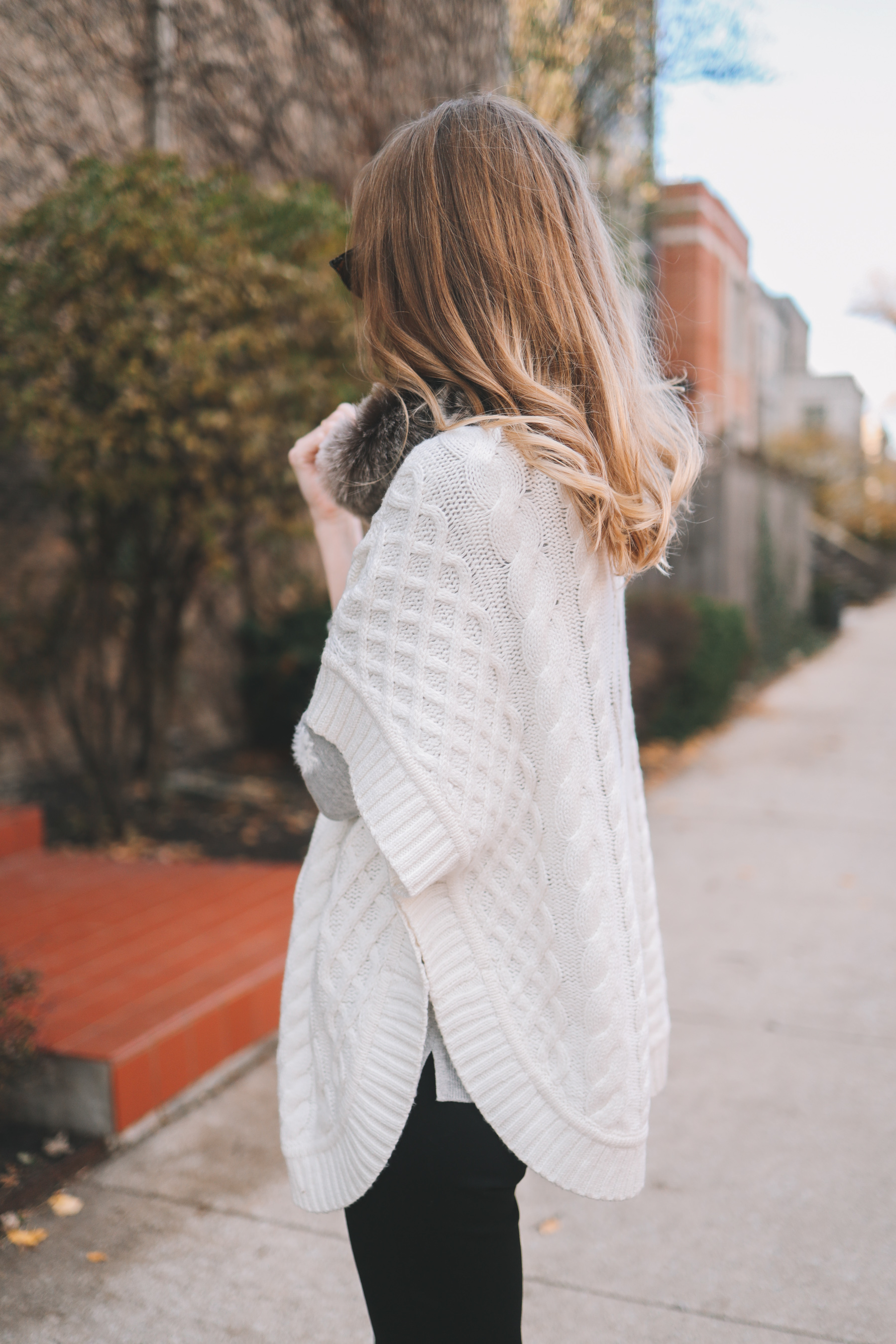 Cable-Knit Poncho