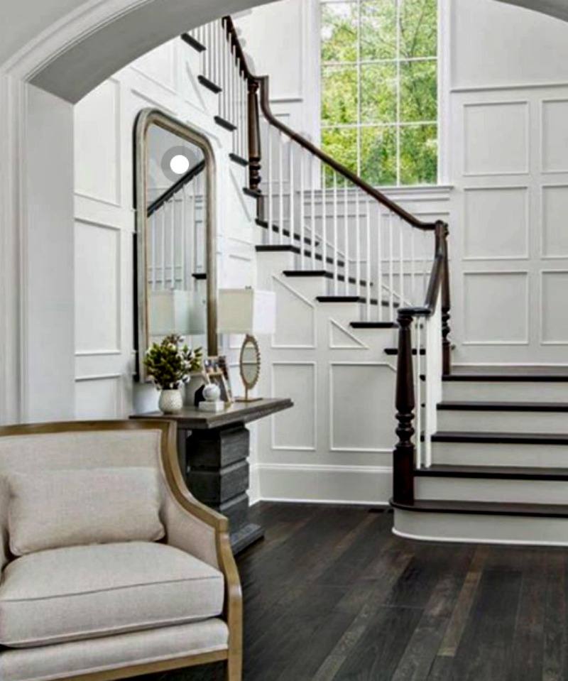 dark brown and white staircase