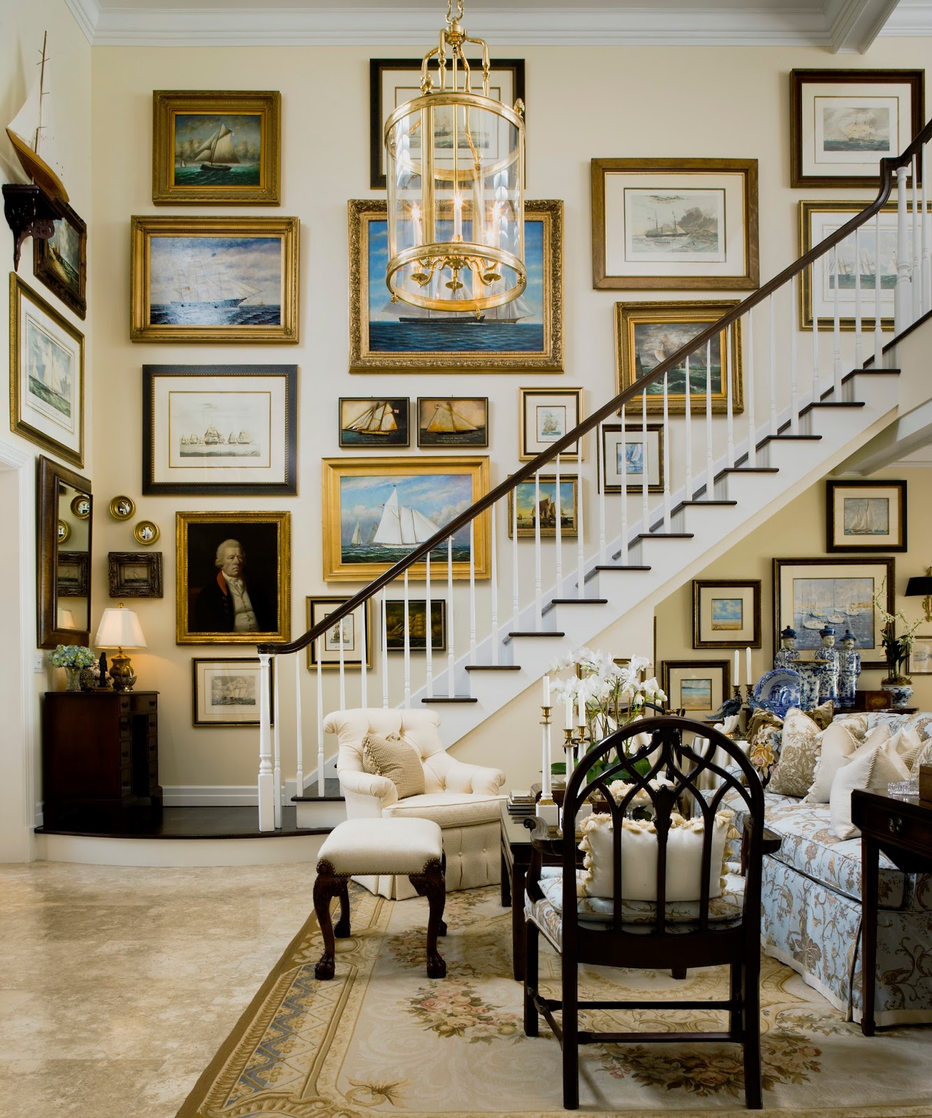 fancy gallery walll Staircase Wainscoting Inspiration