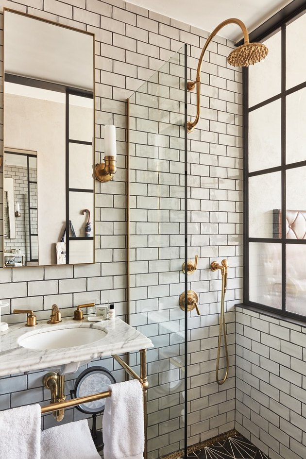 Industrial Bathroom Inspiration: Black, White + Brass - Kelly in the City