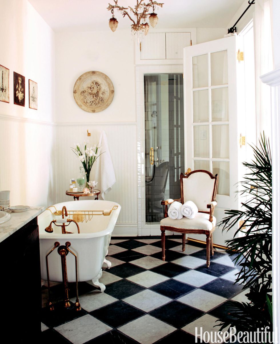 Industrial Bathroom Inspiration: Black, White + Brass - Kelly in