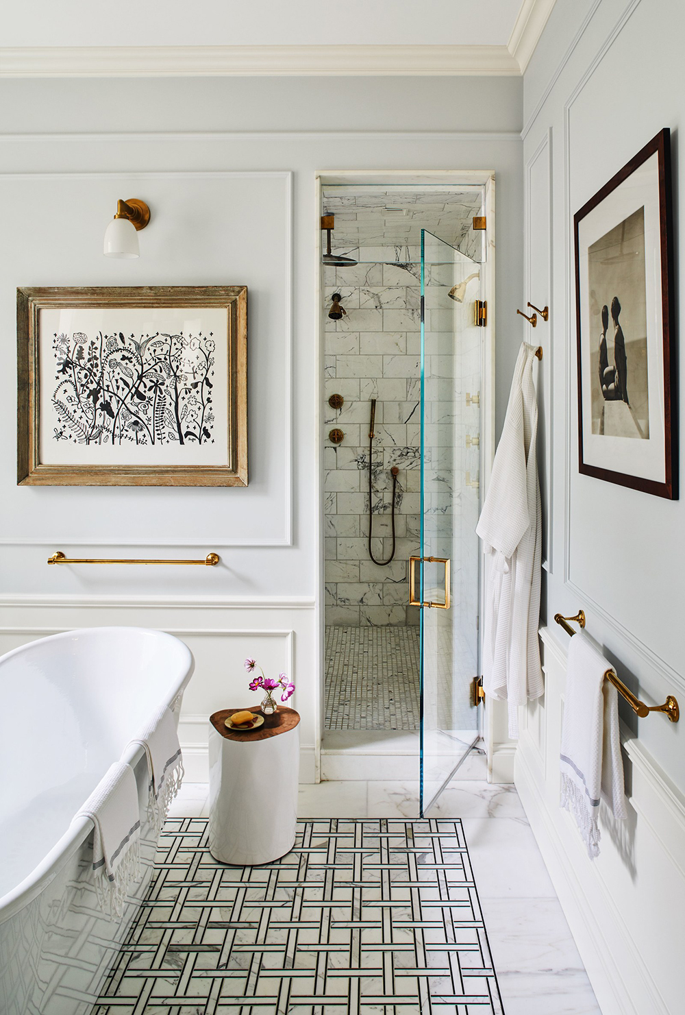 Industrial Bathroom Inspiration: Black, White + Brass