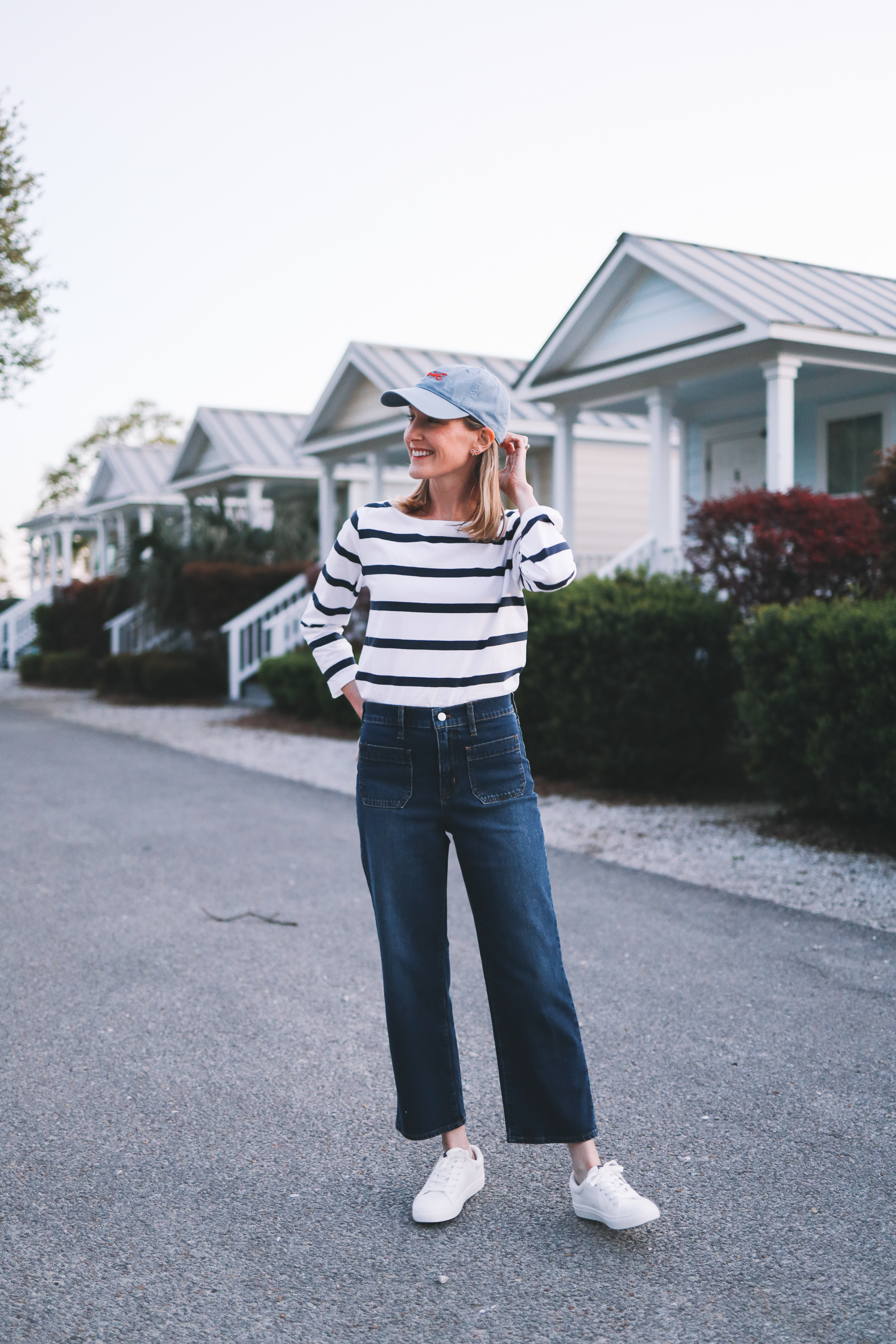 Wide leg outlet jeans and sneakers