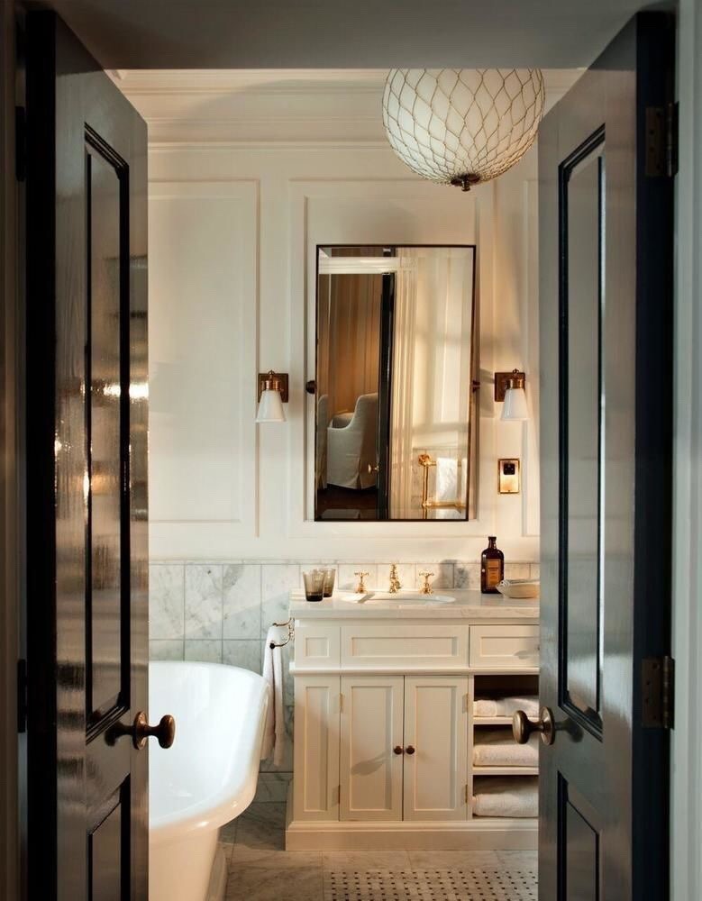 Industrial Bathroom Inspiration: Black, White + Brass - Kelly in