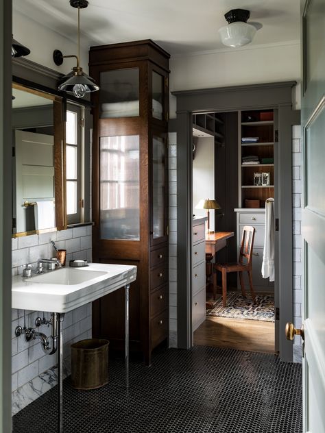 Industrial Bathroom Inspiration: Black, White + Brass - Kelly in