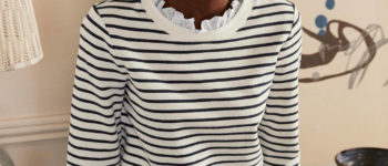Striped Ruffle-Collar Sweatshirt | Recent Finds 8/13