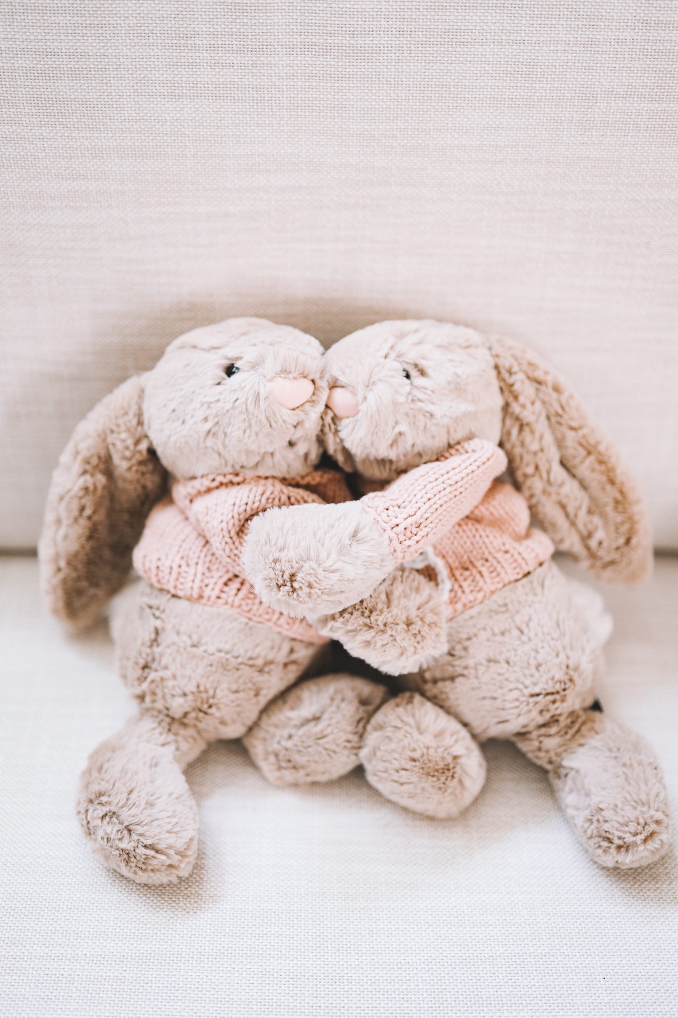 Jellycat Stuffed Animal bunnies hugging