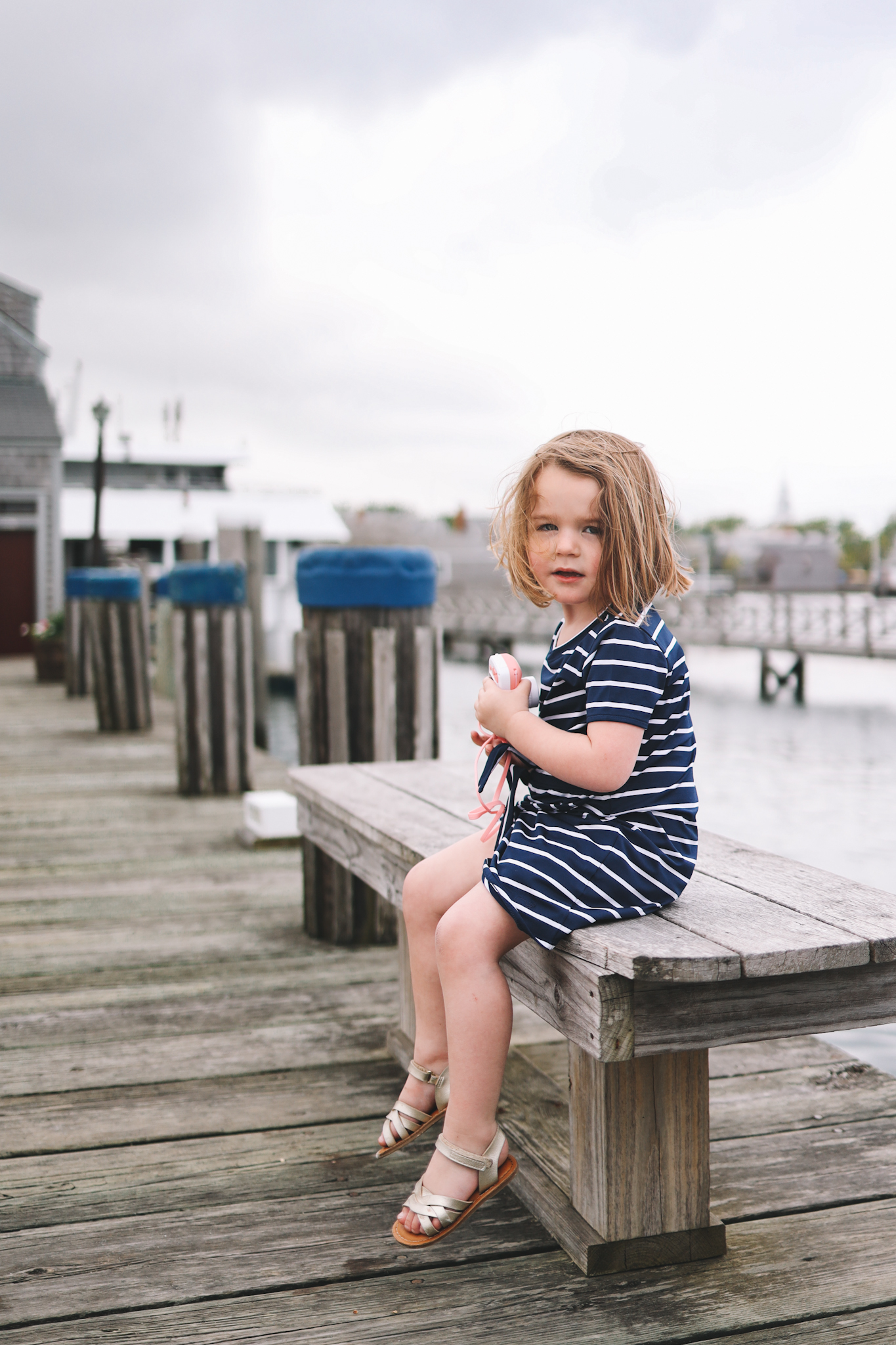 Little girls striped shirt dress