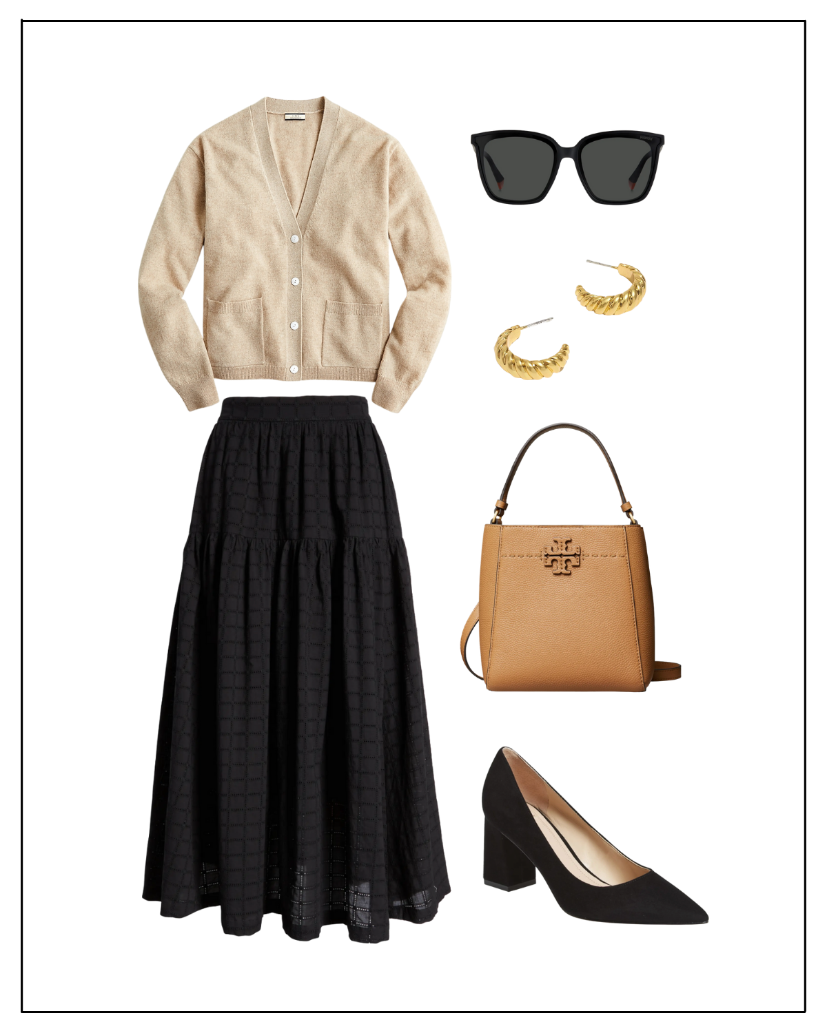 Black midi outlet skirt work outfit