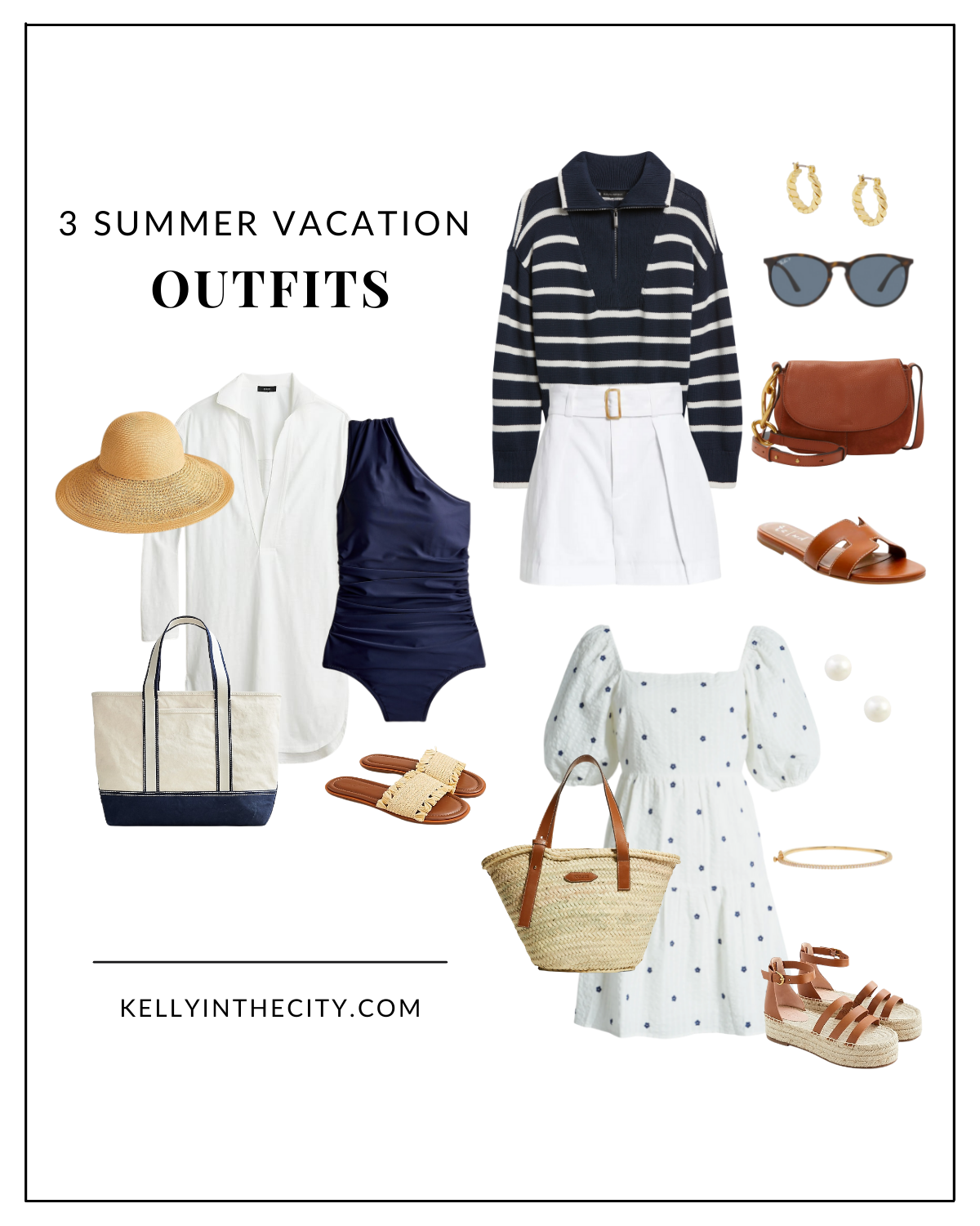 3 Summer Vacation Outfit Ideas, Kelly in the City