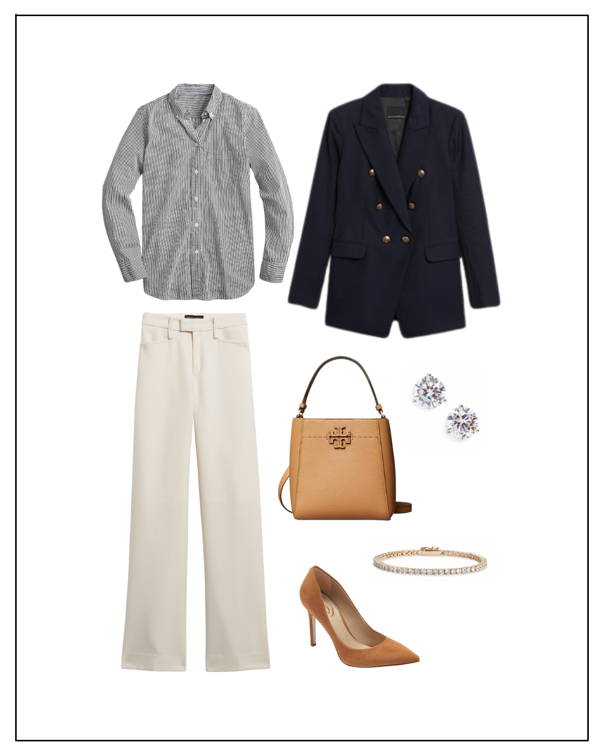 3 workwear office outfit with trousers pointed to flat white