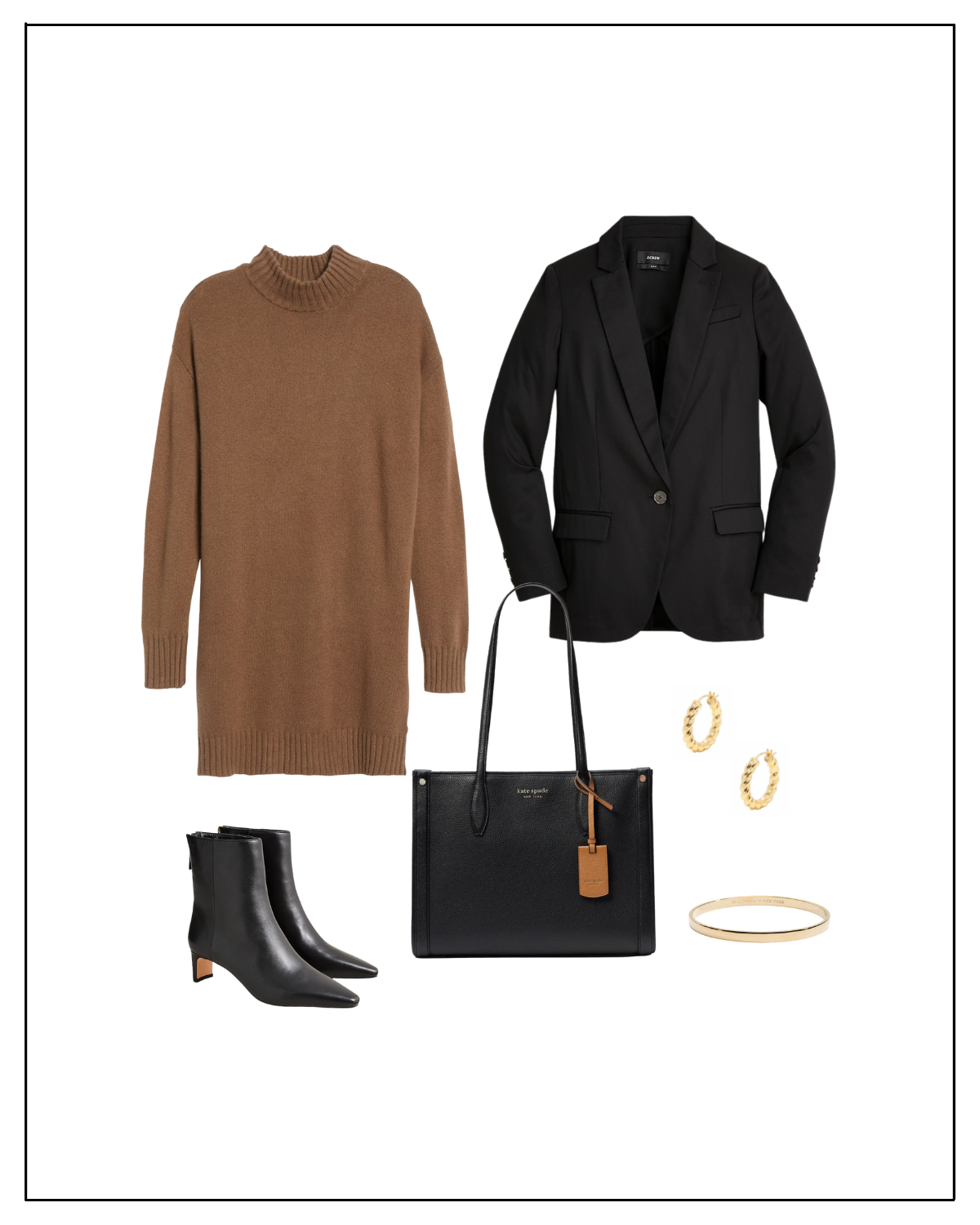 How to Style a Black Blazer with a sweater dress