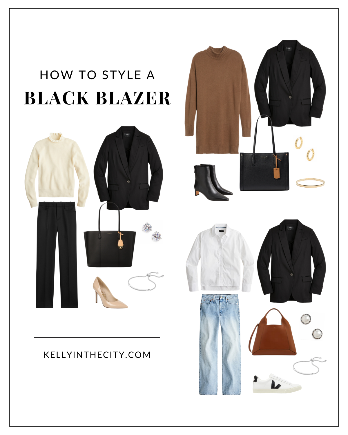 How to Style a Black Blazer 3 Ways - Kelly in the City