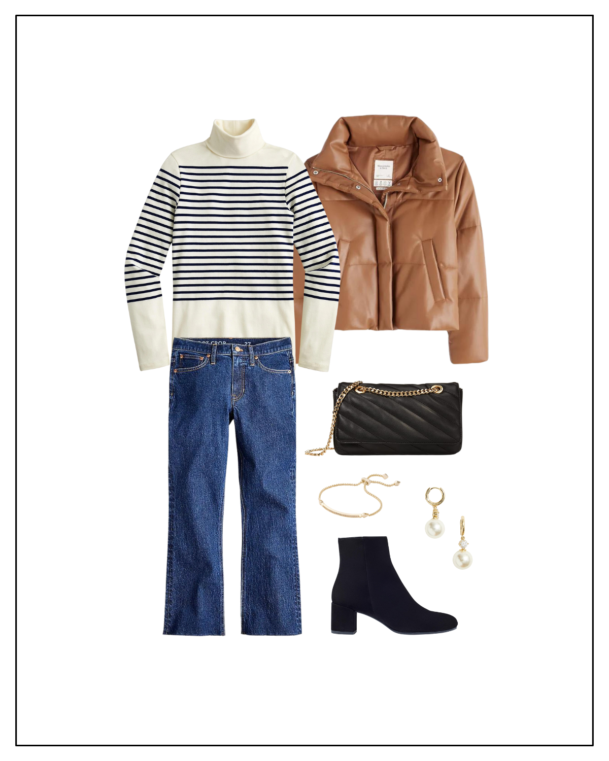 How to Style a Leather Puffer Jacket with a Striped Turtleneck