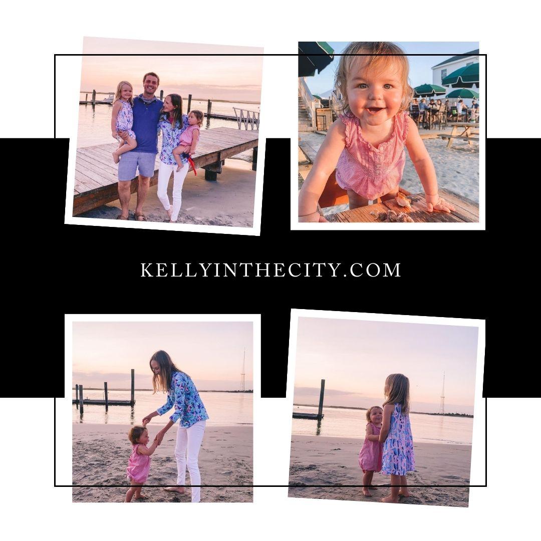 collages of photos of Kelly, her husband, and her children