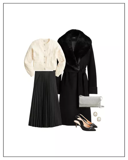 pleated midi skirt winter outfit