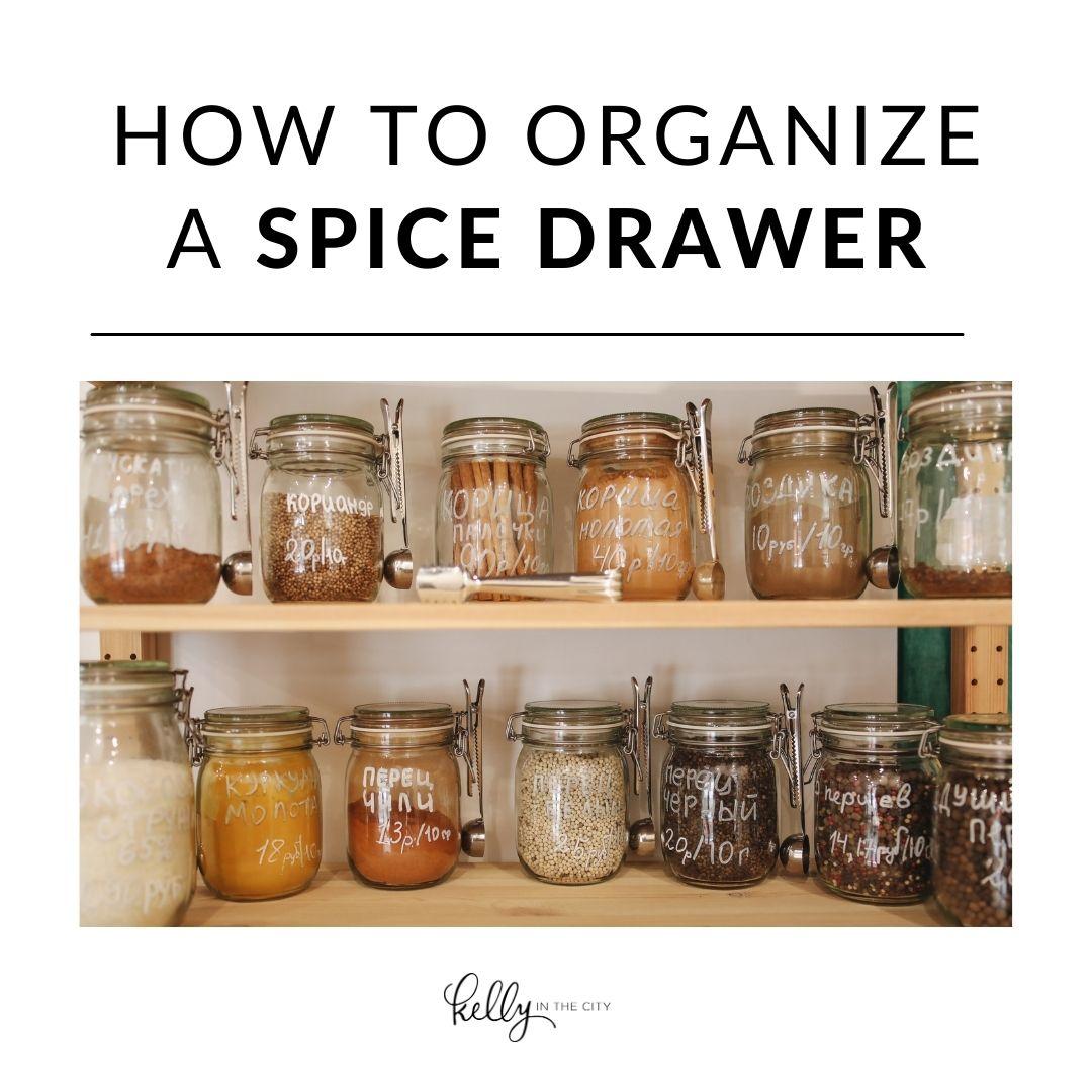 SpaceAid Bamboo Spice Drawer Organizer