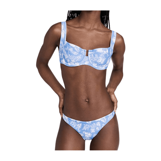 Blue floral bikini swimwear