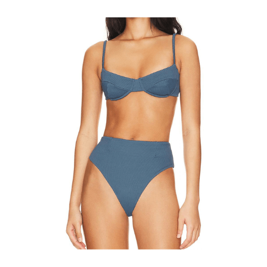 Ribbed blue bikini