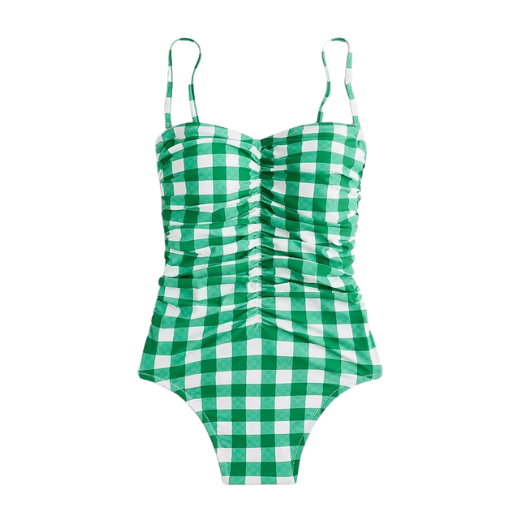 gingham ruched one piece swimsuit