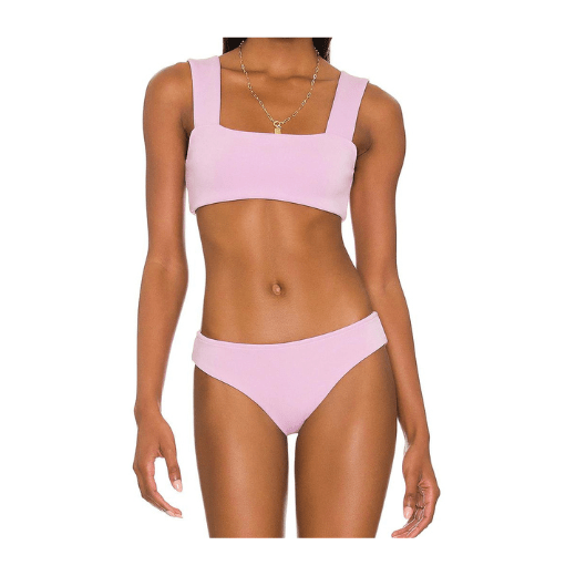 Pink square neck bikini
