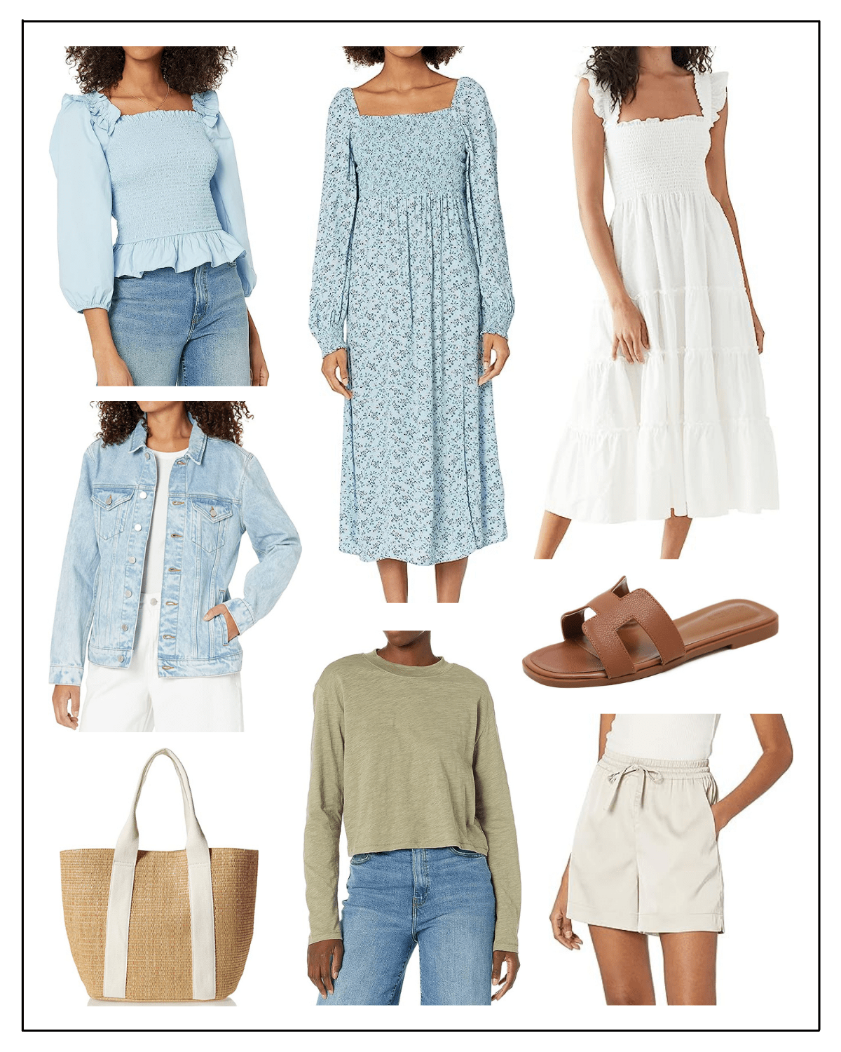 Amazon Fashion Finds, midi dresses, sandals, straw tote bags